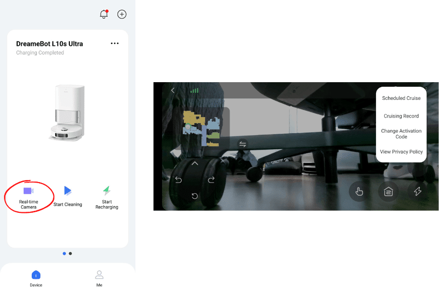 The video camera of the Dreame L10s Ultra is used.